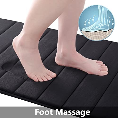 Memory Foam Bath Mat, Ultra Soft and Non-Slip 30" x 20" Rectangular Black