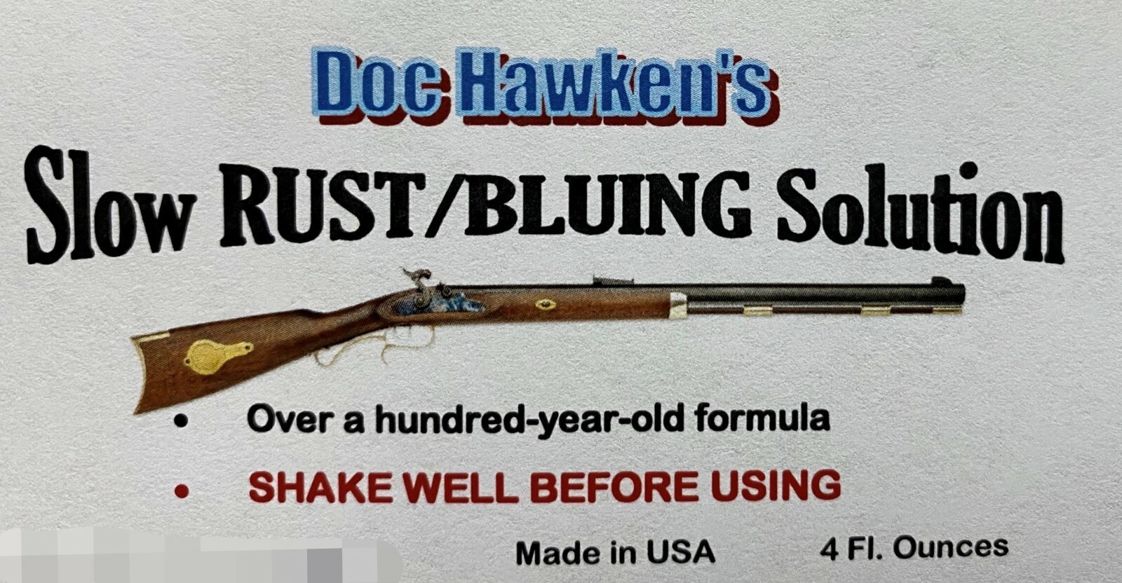 4 oz Slow Blu/Rust solution .Excellent for all Muzzleloaders
