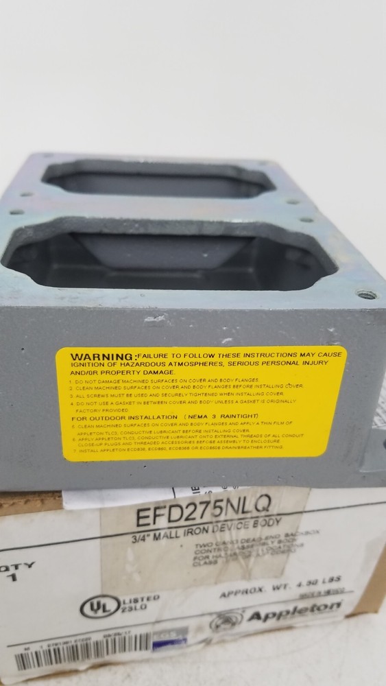 Appleton EFD275NLQ, Explosion proof Control Station Mounting Body 2 Gang NEW