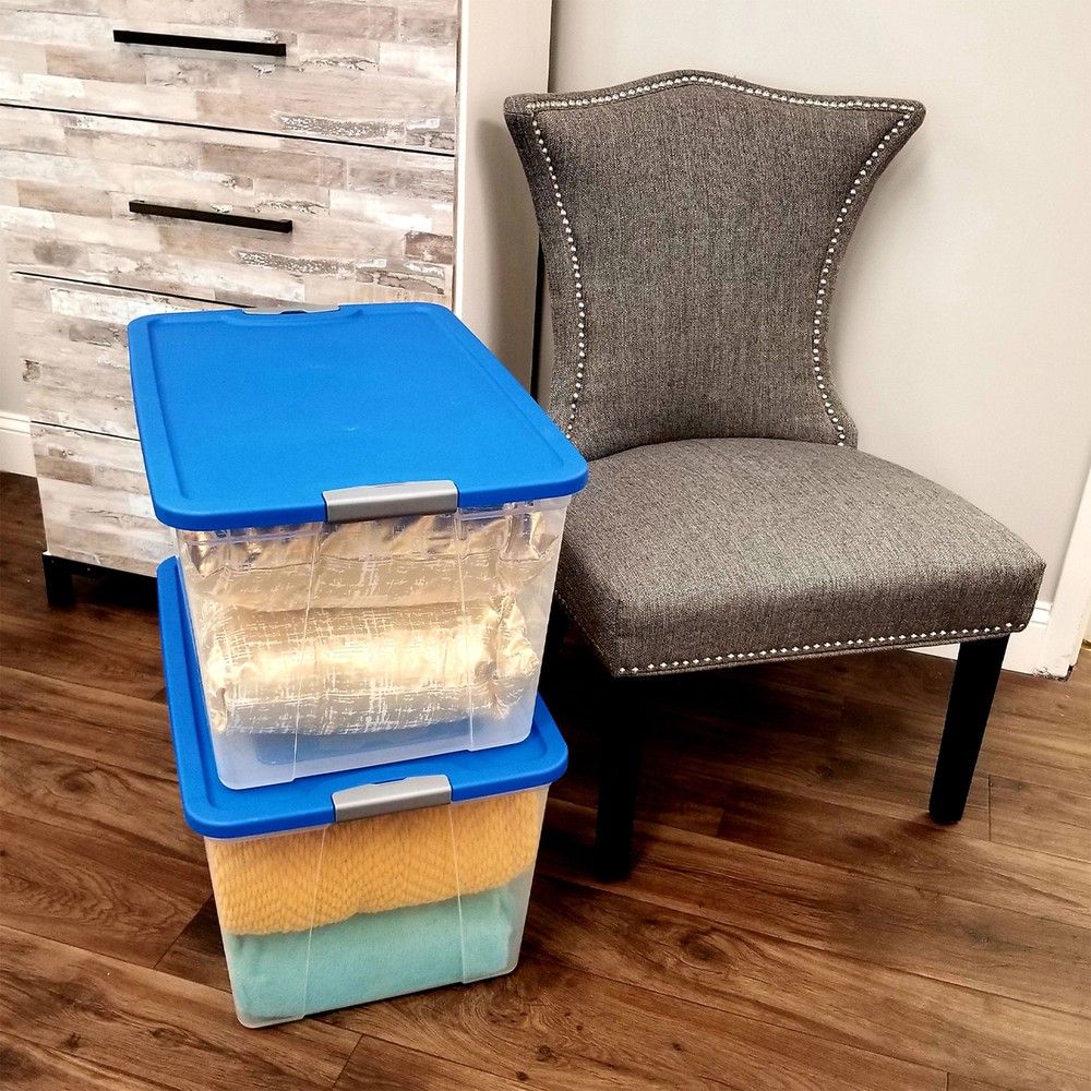 Homz 64 Qt Secure Latch Large Clear Stackable Storage Container w/ Lid (2 Pack)