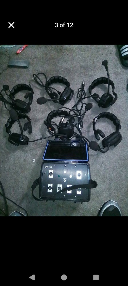 Eartec TCS Wired Intercom System 6 Ultra Headsets + Power Station + Case Used