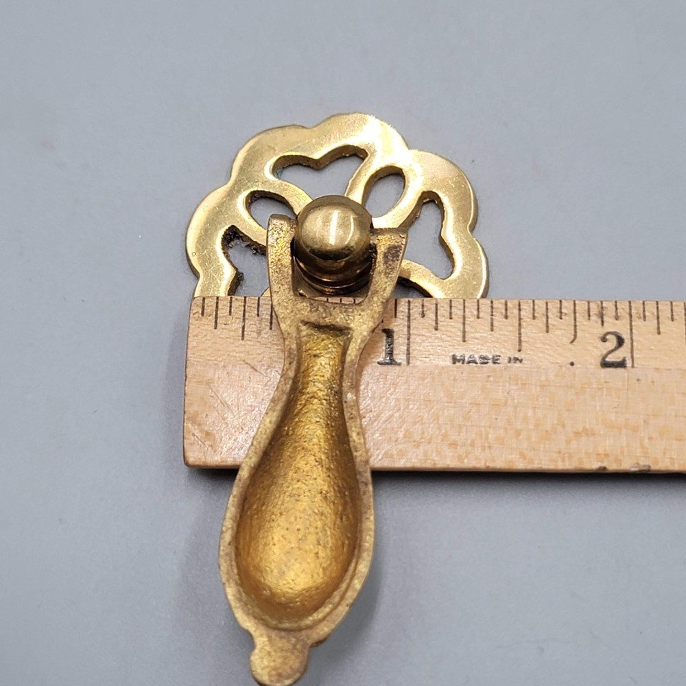 Vintage Solid Brass Drawer Pull Handle Open Work Salvage Hardware SINGLE ONLY