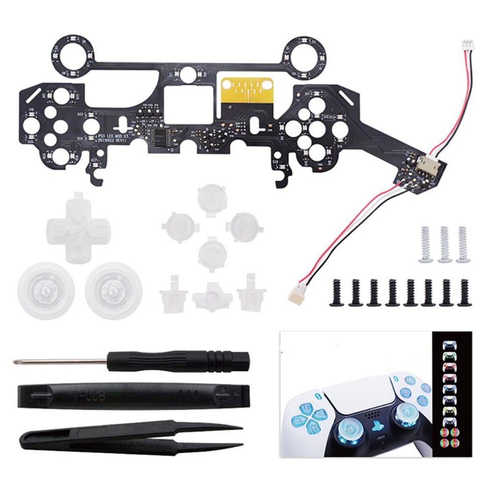 DIY Colored LED Light Board D-Pad Face Buttons Thumbsticks For PS5 Controller