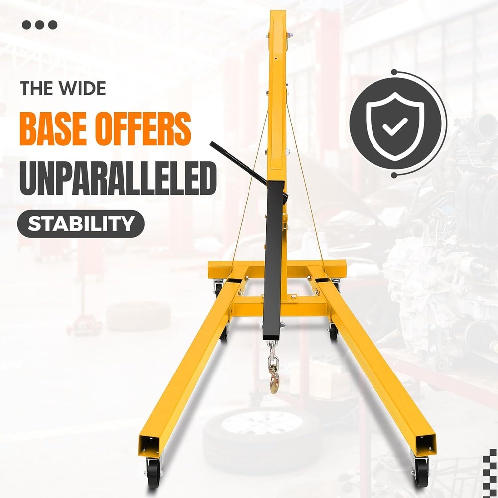 Hydraulic EngineHoist with Lever 2Ton/4400LBS Foldable Engine Crane&Engine Hoist