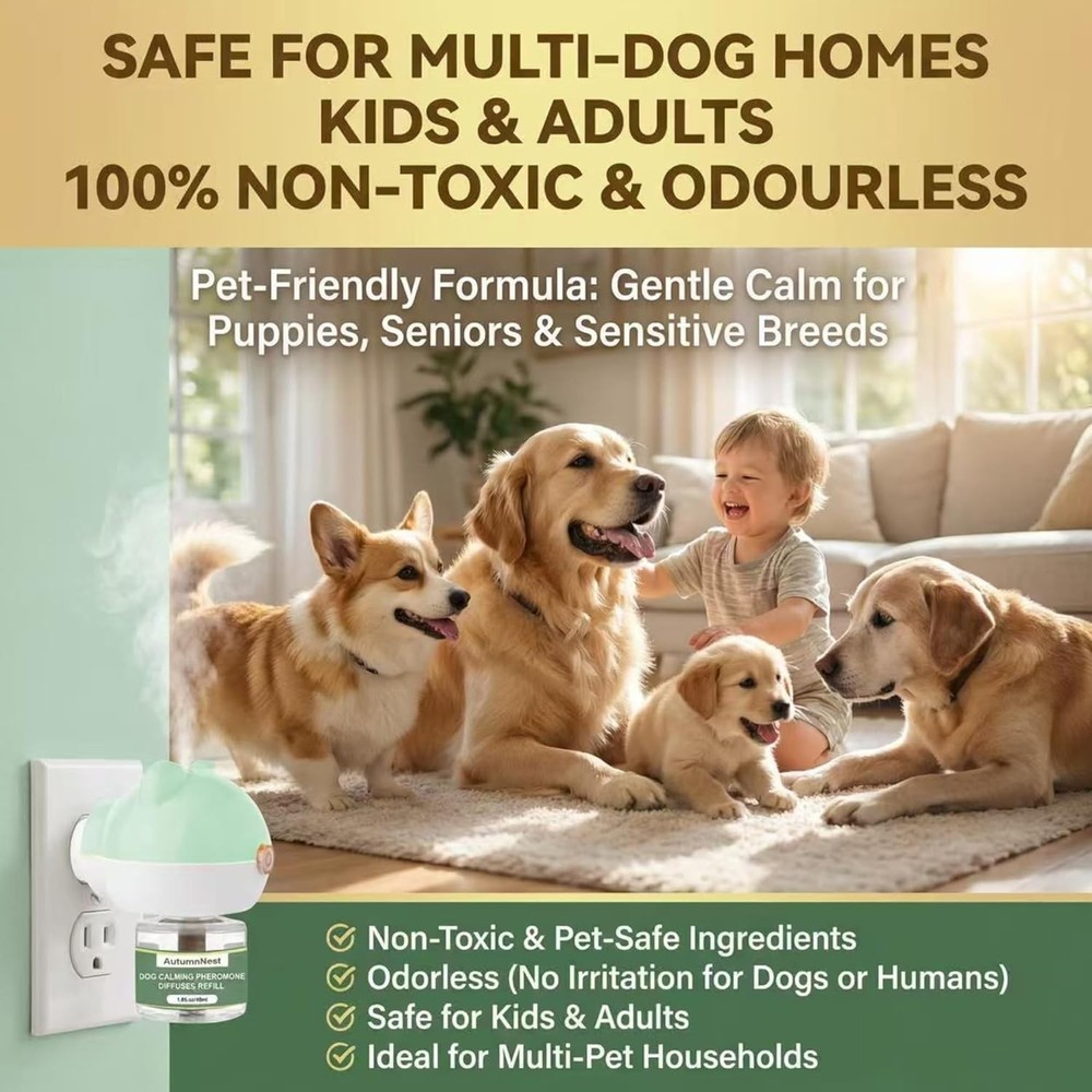 Dog Pheromone Calming Diffuser Kit, Pet Diffuser Kit (2 Plug-in + 4 Packs 48m...