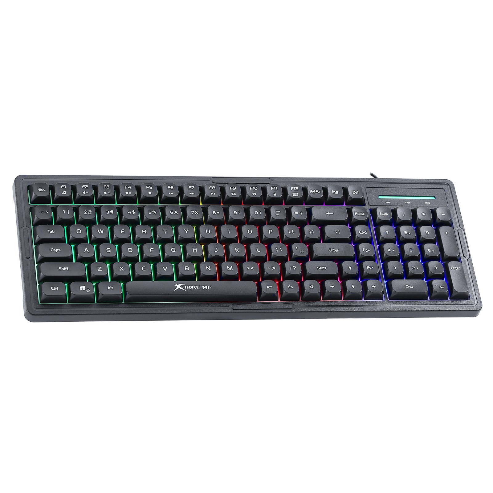 XTRIKE USB PC Wired Gaming Keyboard RGB Backlit 100-Key Silent Membrane Black