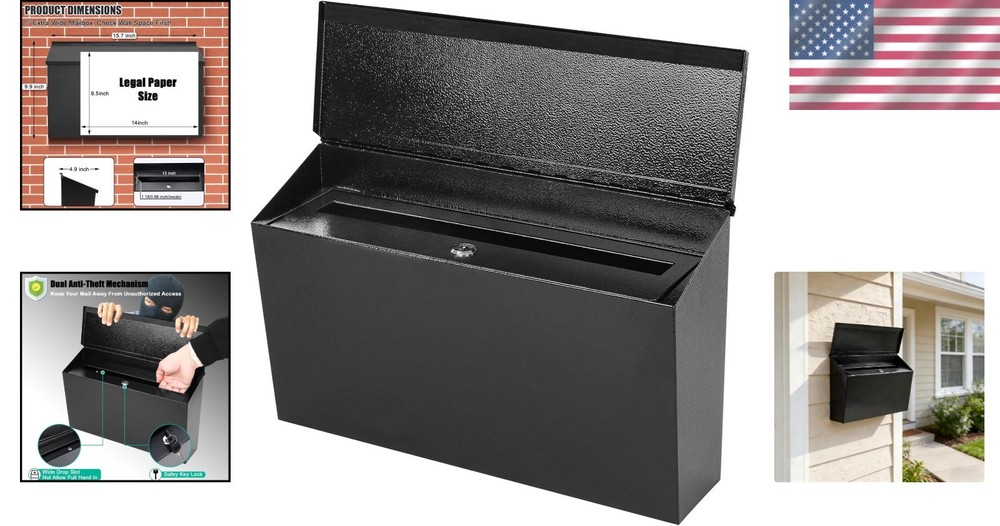 Metal Wall Mount Mailbox, Key Lock Security
