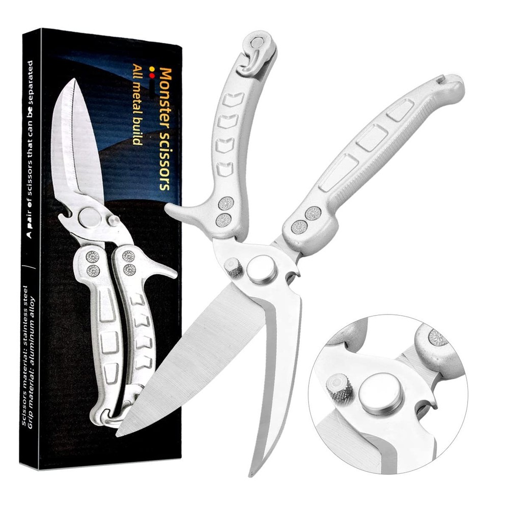 Heavy Duty Kitchen Shears Spring Loaded Poultry Shears Stainless Steel Chef S...