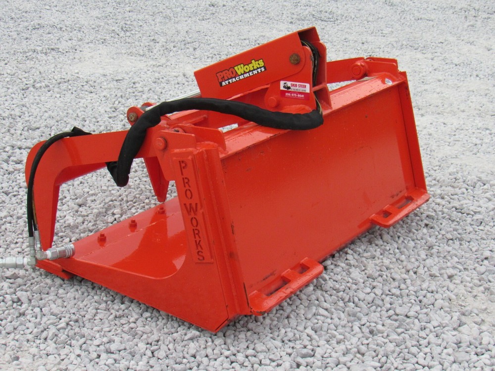 48" Solid Bottom Bucket Grapple Attachment Fits Skid Steer Quick Attach Kubota