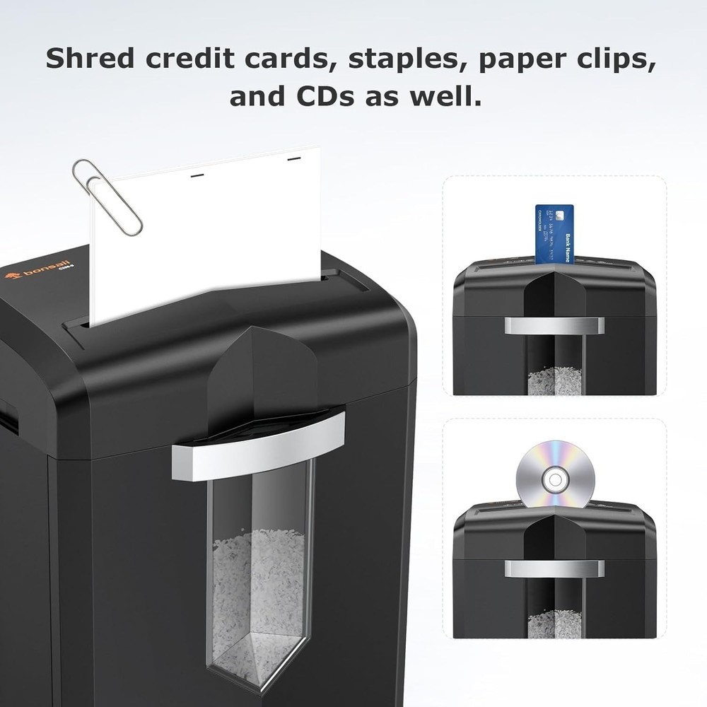 Jam-Proof 12-Sheet Micro Cut Shredder: Portable Design & 60 Min Continuous Use