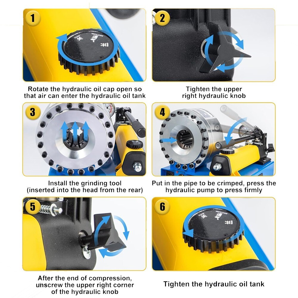 High Pressure Manual Hydraulic Hose Crimper Hose Pipe Crimping W/ 8 sets Molds