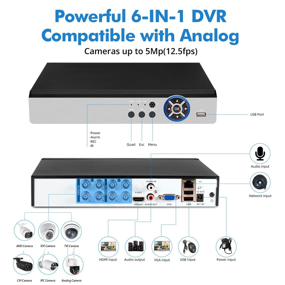 8CH Security CCTV Camera DVR Recorder with 500G Hard Driver Surveillance Camera
