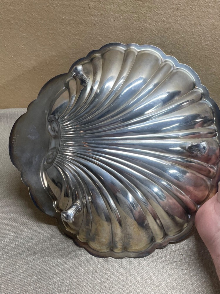 Glastonbury Silver on Copper Shell Dish footed marked 608