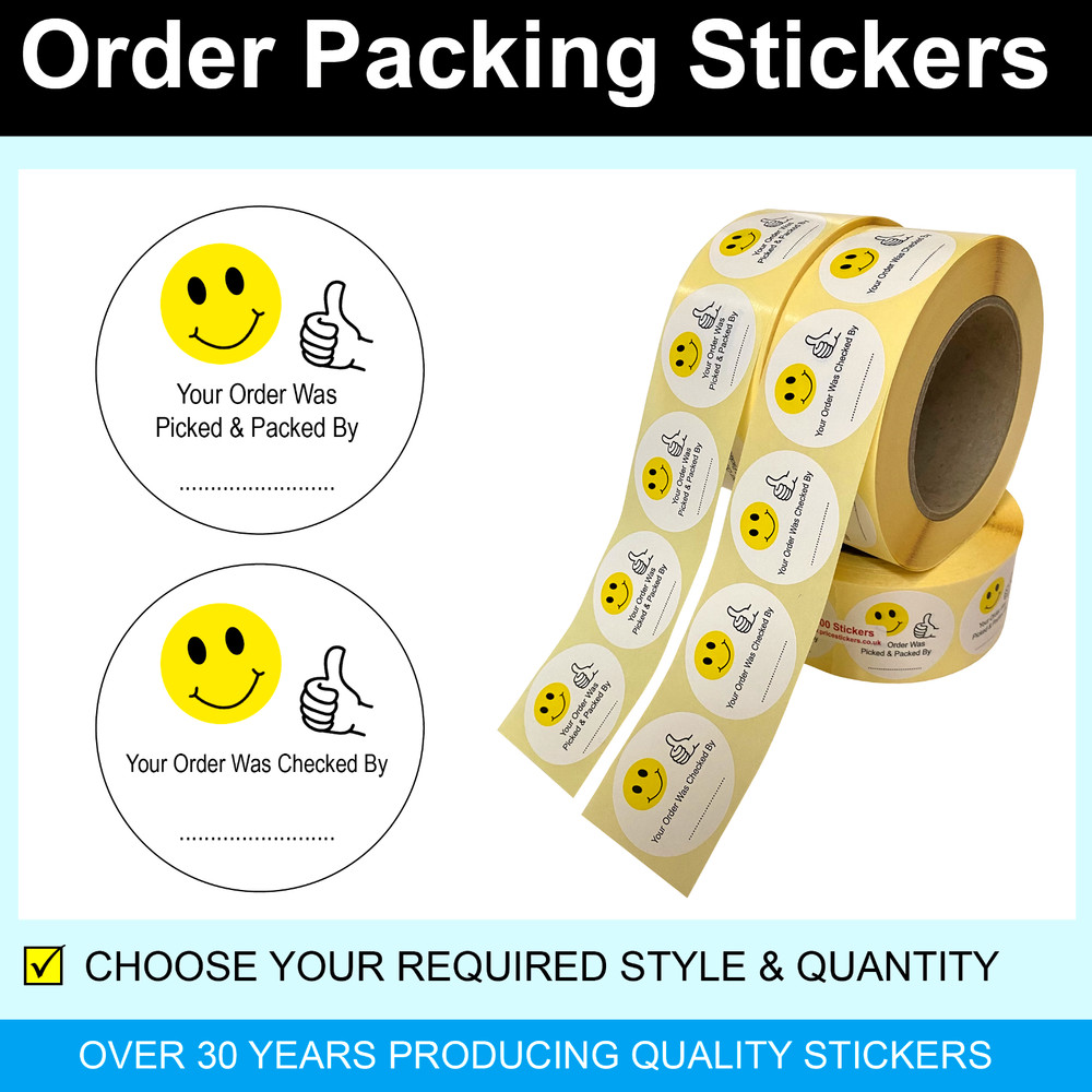 Quality Checked - Order Processing & Packing Stickers / Labels 45mm Circles
