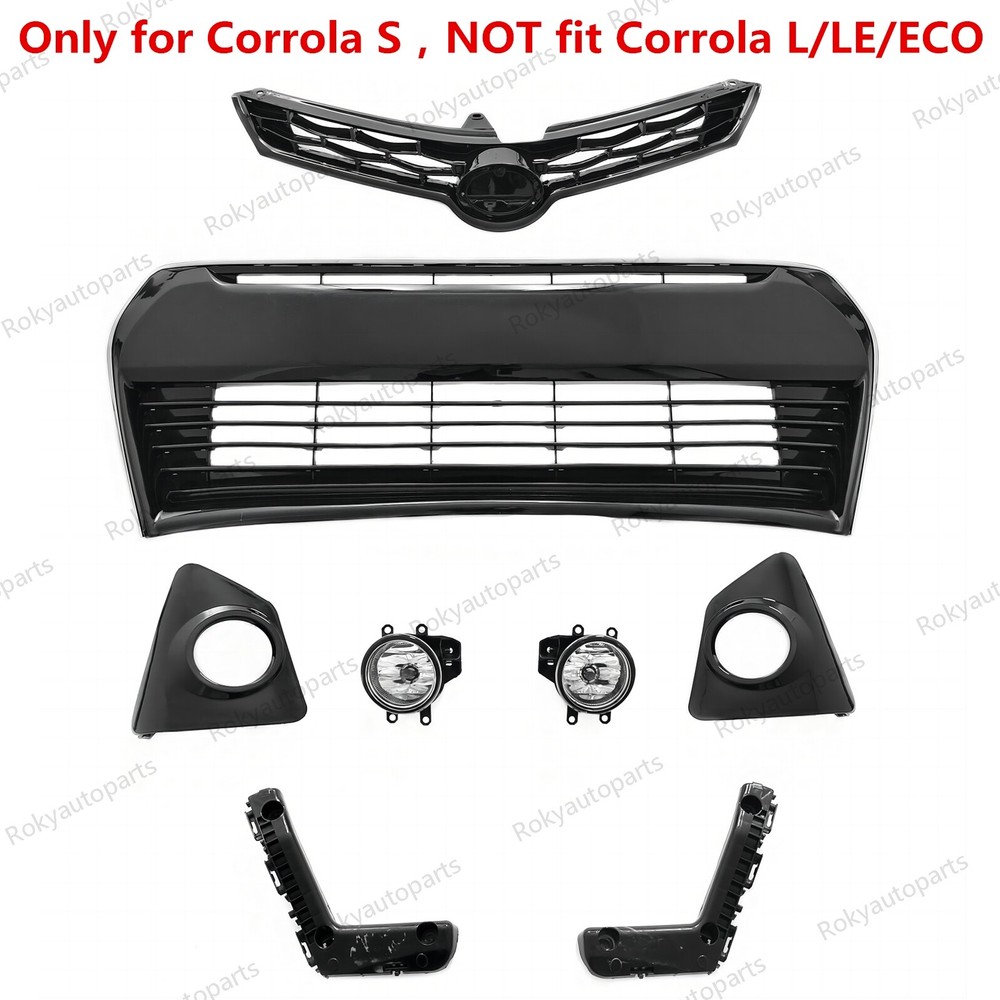 For Corolla S 2014-2016 Front Upper Grille Lower Grill Fog lights Bumper Bracket