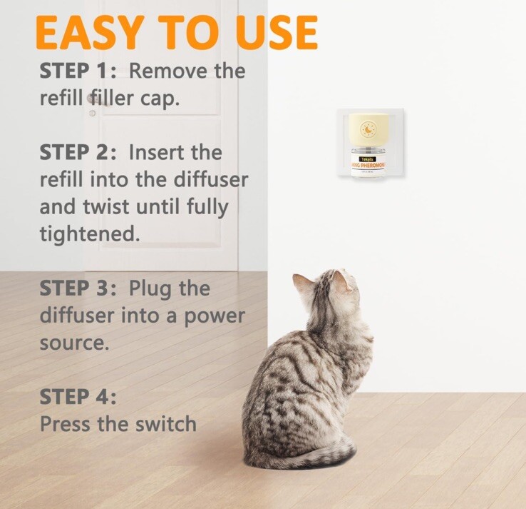 Cat Calming Diffuser Anxiety Relief Cat Pheromones Calming Diffuser 2-in-1 30 Da
