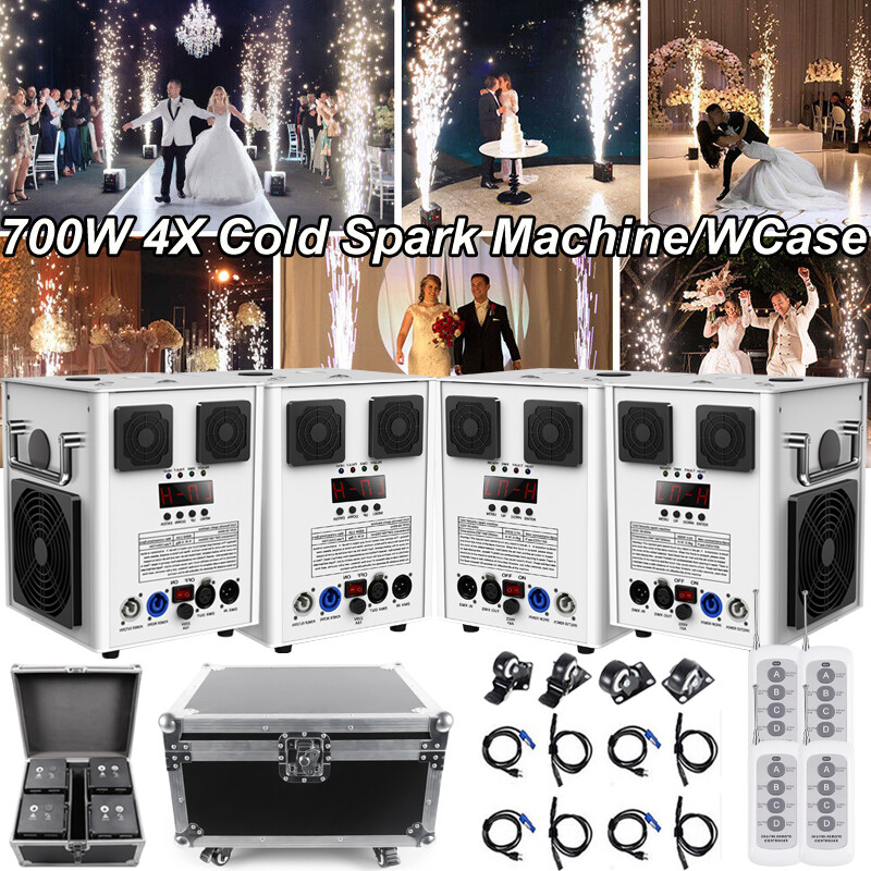 4PCS Cold Spark Machine DMX Firework Machine DJ Stage Effect with Flight Case