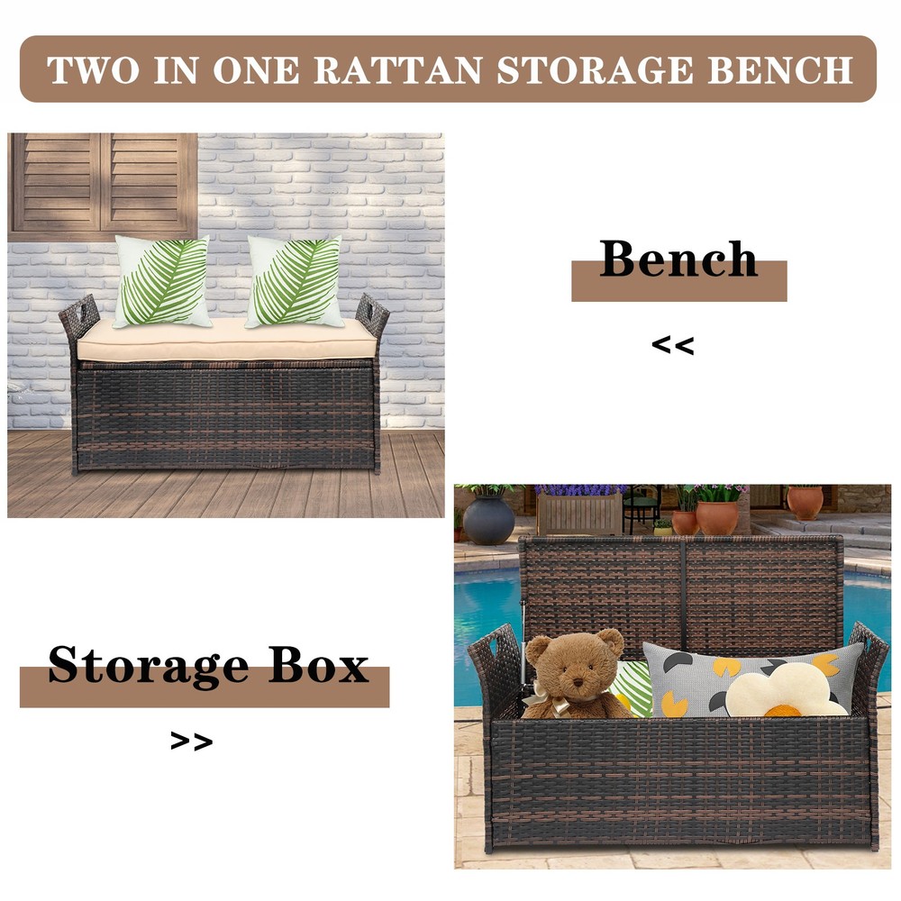 106*52*46cm Iron Frame Can Accommodate Brown Gradient Footstool Rattan Locker