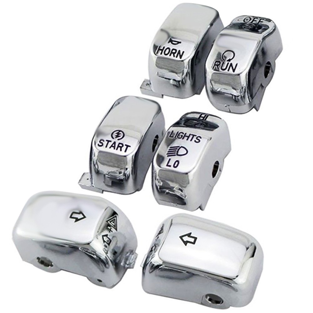 Chrome Hand Control Switch Button Caps Fit For Harley Touring Dyna Softail FXDWG