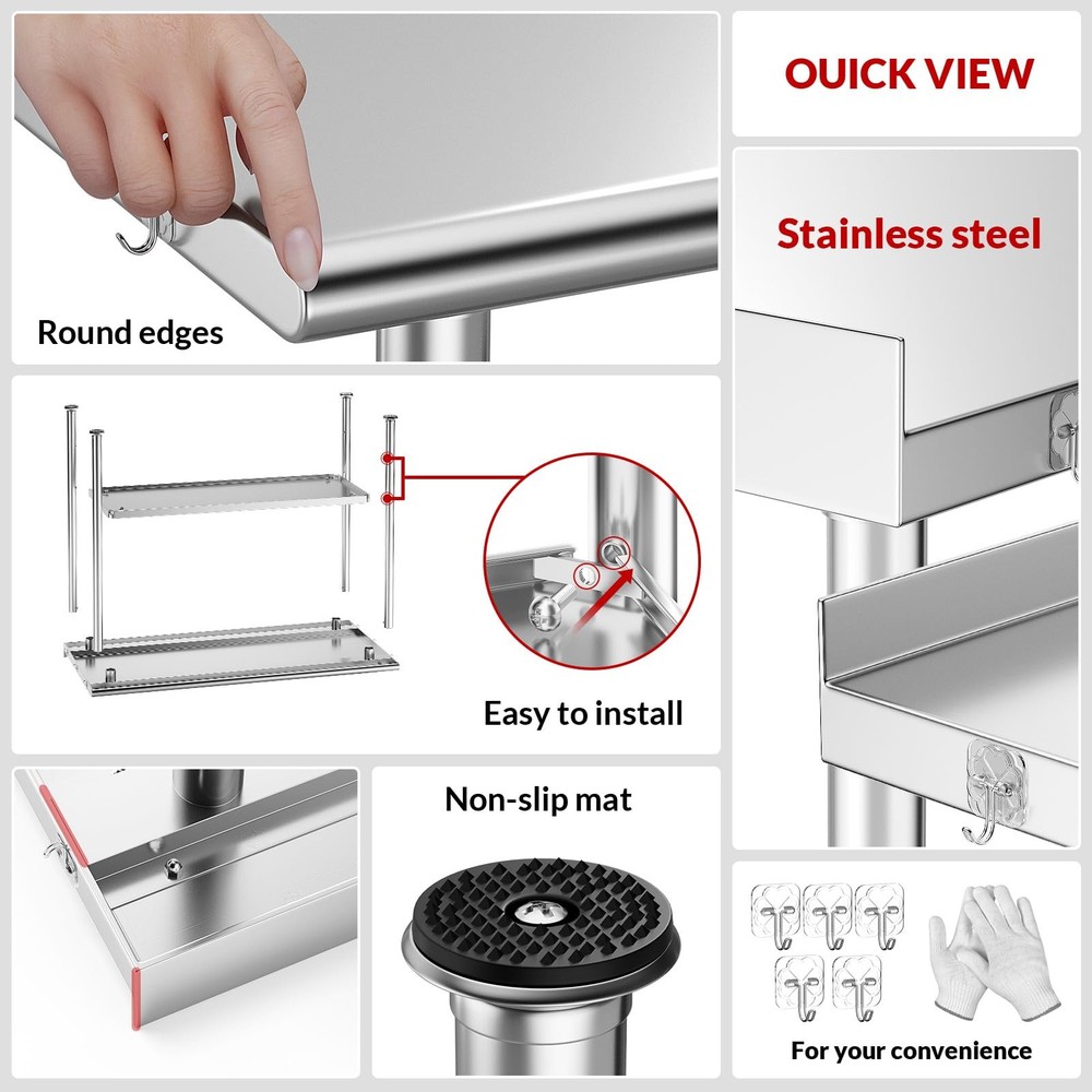 30 x 48 Stainless Steel Prep Table with Backsplash