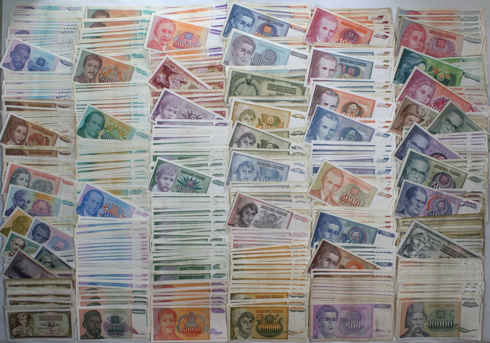 Yugoslavia LOT 1000+ Banknotes Dinara 40+ different HYPERINFLATION 70s-90s VG-XF