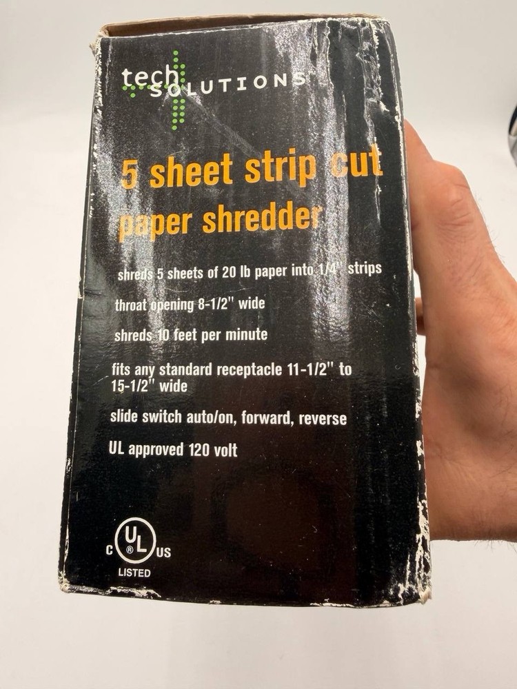 Tech Solutions 5-Sheet Strip Cut Paper Shredder – Open Box