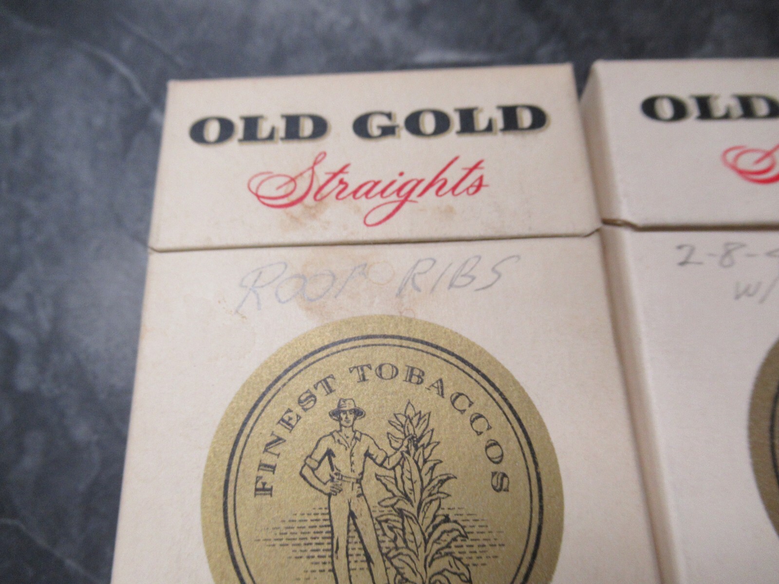 1 Vintage Used Empty Cigarette Hard Pack Paper Label Wrapper OLD GOLD Straights