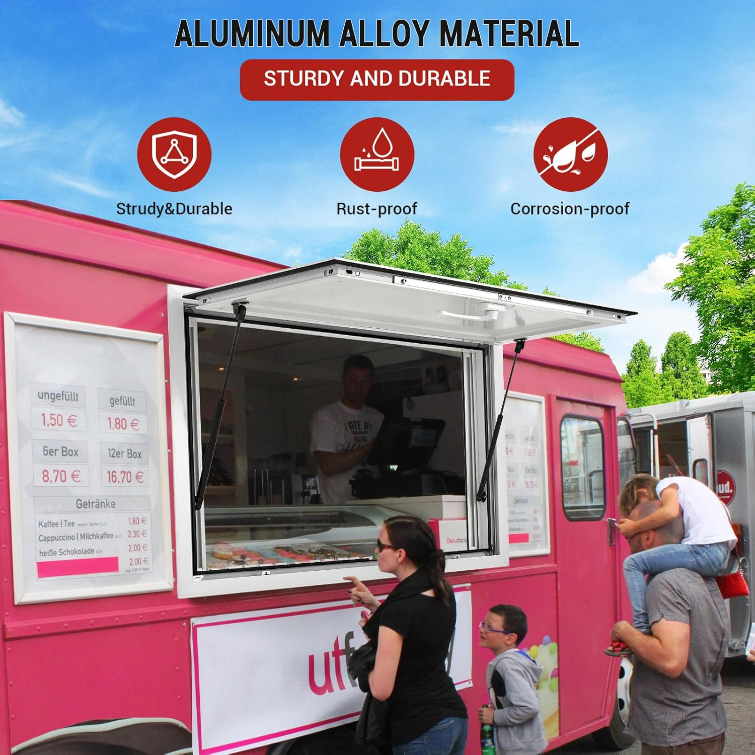 36"W x 24"H Concession Stand Serving Window Food Truck Service Window w/ Awning