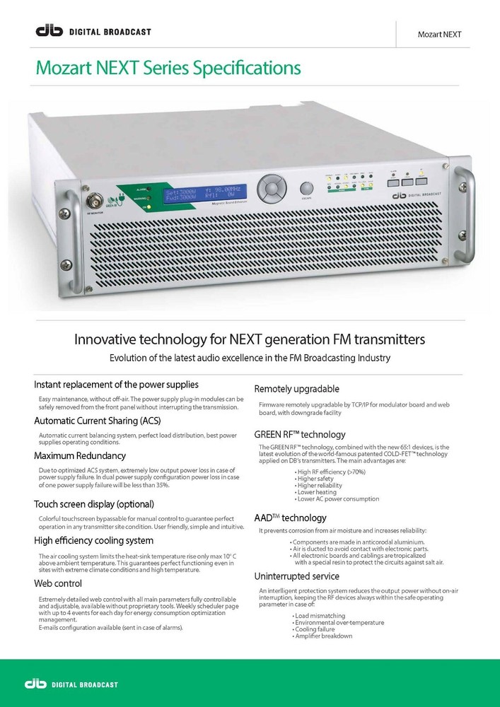 Broadcast Professional DB Digital Broadcast FM Transmitter Wide Band 88 108 Mhz