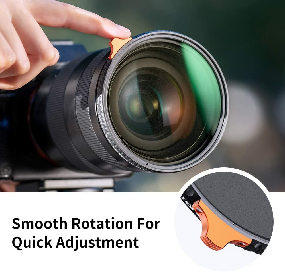 49mm 2-in-1 Camera Lens Filter Black Diffusion 1/4 Effect & Variable ND2-ND32 ND