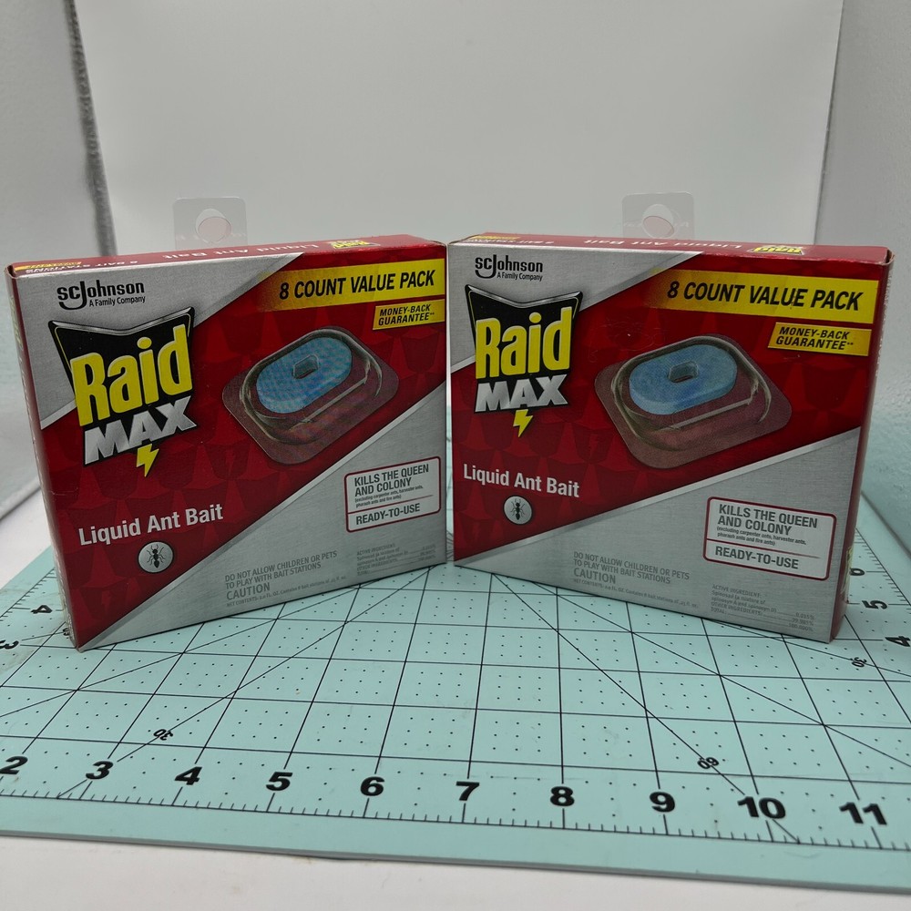 Raid Max Liquid Ant Bait 8 Count Value Pack kils indoors Queen Colony x 2 boxes