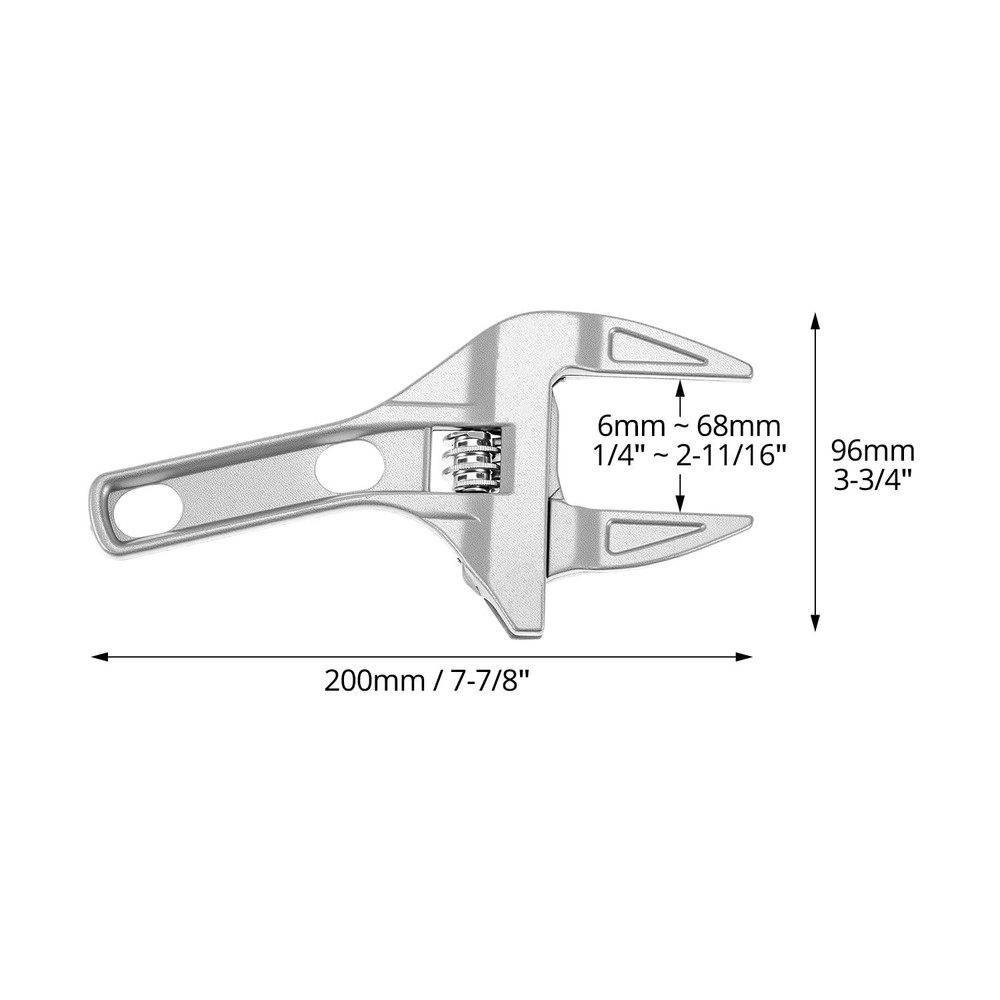 QWORK Adjustable Wrench, 0.24"-2.68" Large Opening Bathroom Spanner, Silver