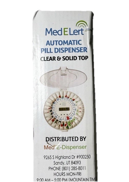 Med-E-Lert Automatic Pill Dispenser Clear Lid Locking Alarm LCD Timer 28 Slot