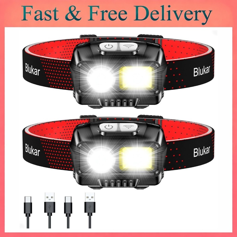 LED Headlamp Rechargeable,2000L High Lumen Super Bright Dimmable Headlight