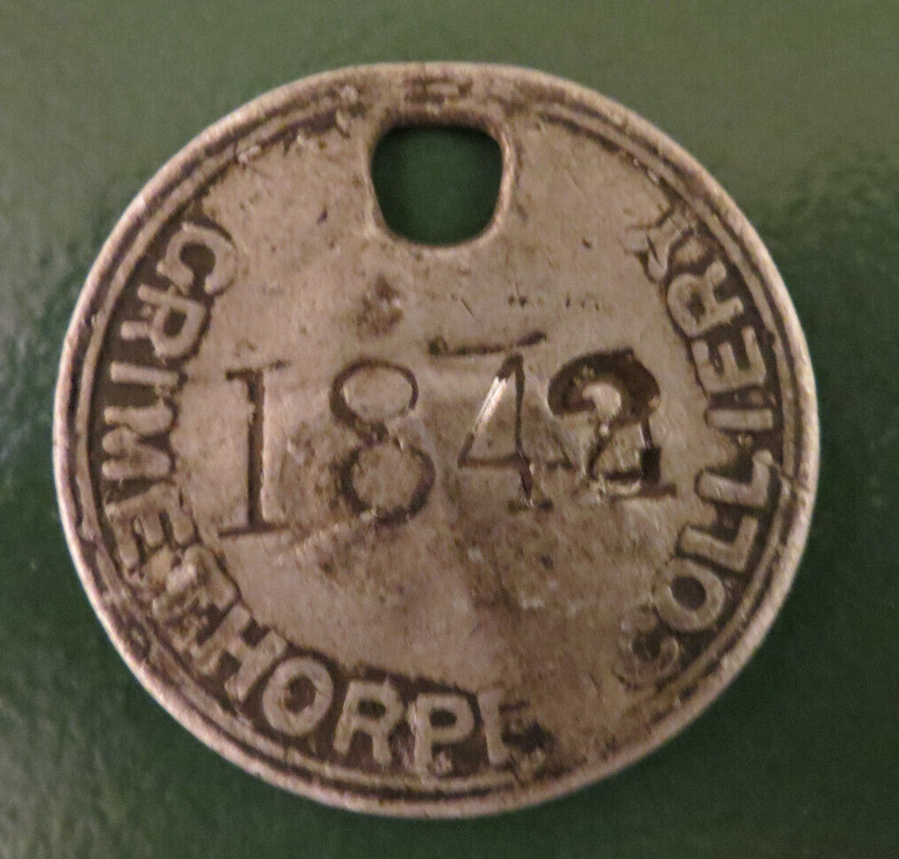 GRIMETHORPE Colliery Pit Check Tally - marked GRIMETHORPE COLLIERY 1842