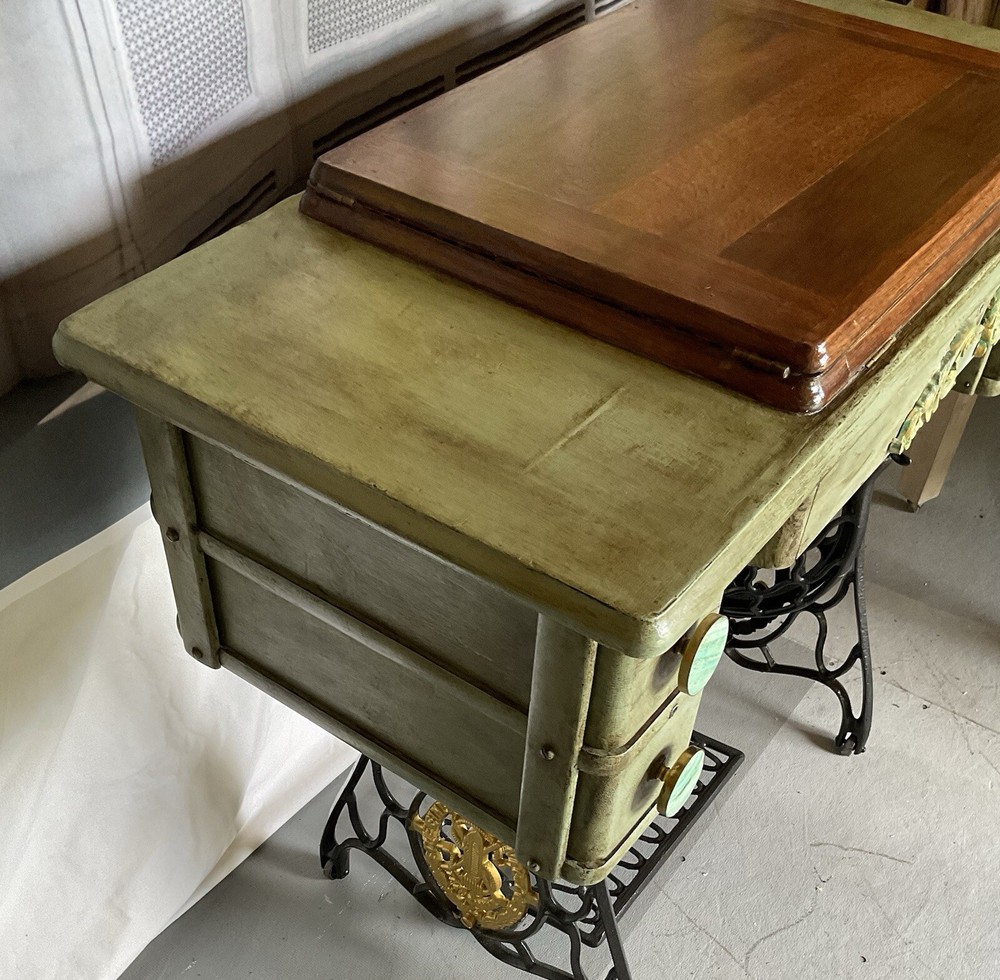 Antique Singer Sewing Machine Repurposed Into an Accent Table