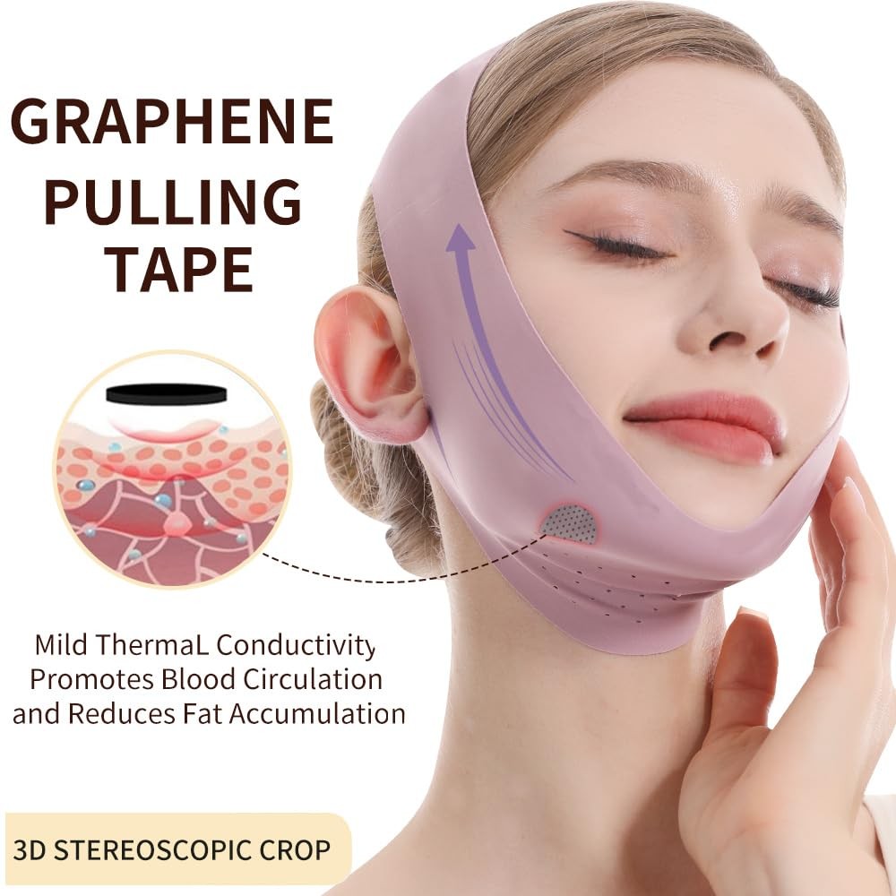 V Line Lifting Mask, Chin Strap for Sleeping, Reusable Double Medium, Pink