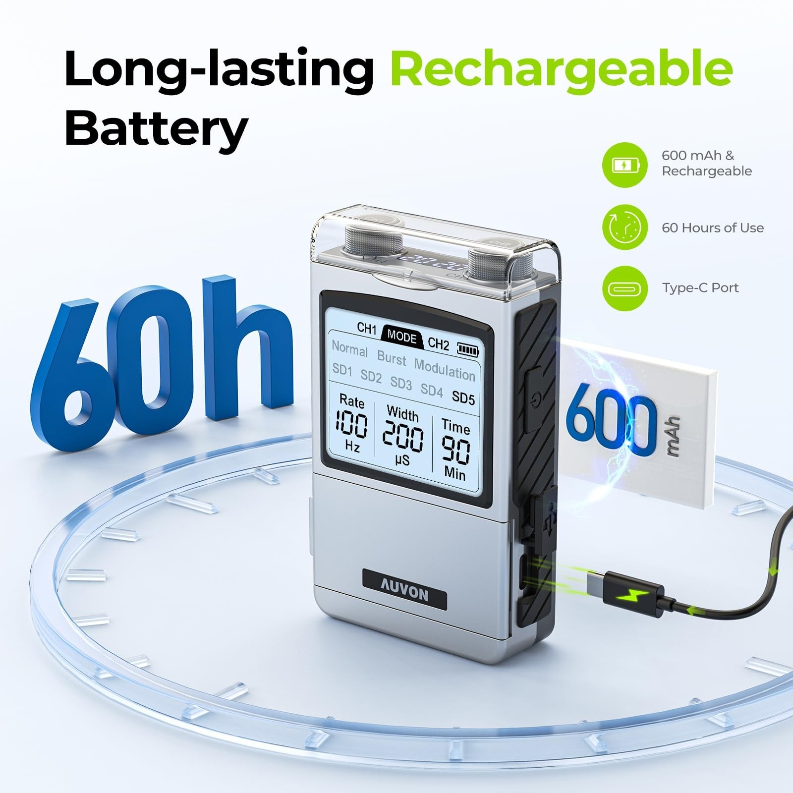 AUVON Rechargeable TENS Unit Muscle Stimulator, FSA HSA Eligible, Digital TEN...