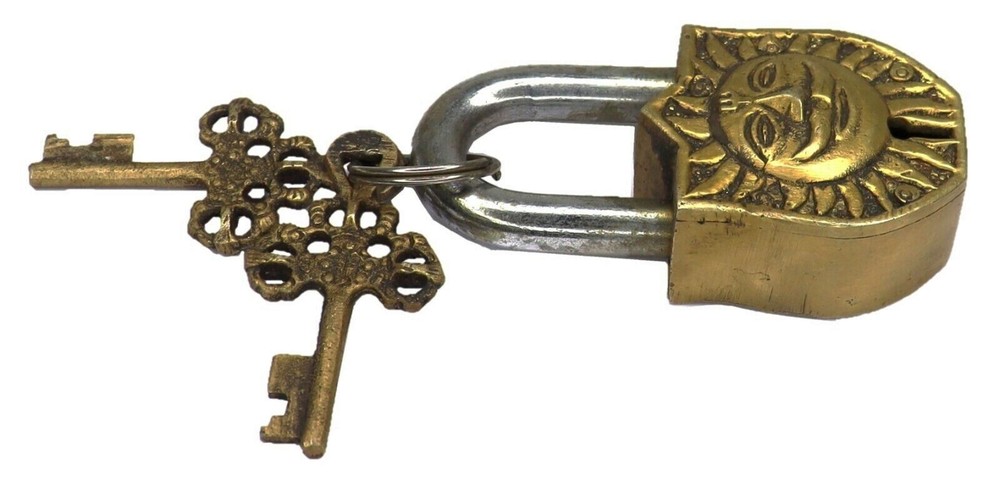 Lord Sun Design Security Lock Victorian Style Handmade Brass Functional Padlock
