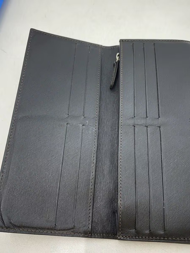 dunhill long wallet leather black plain men's