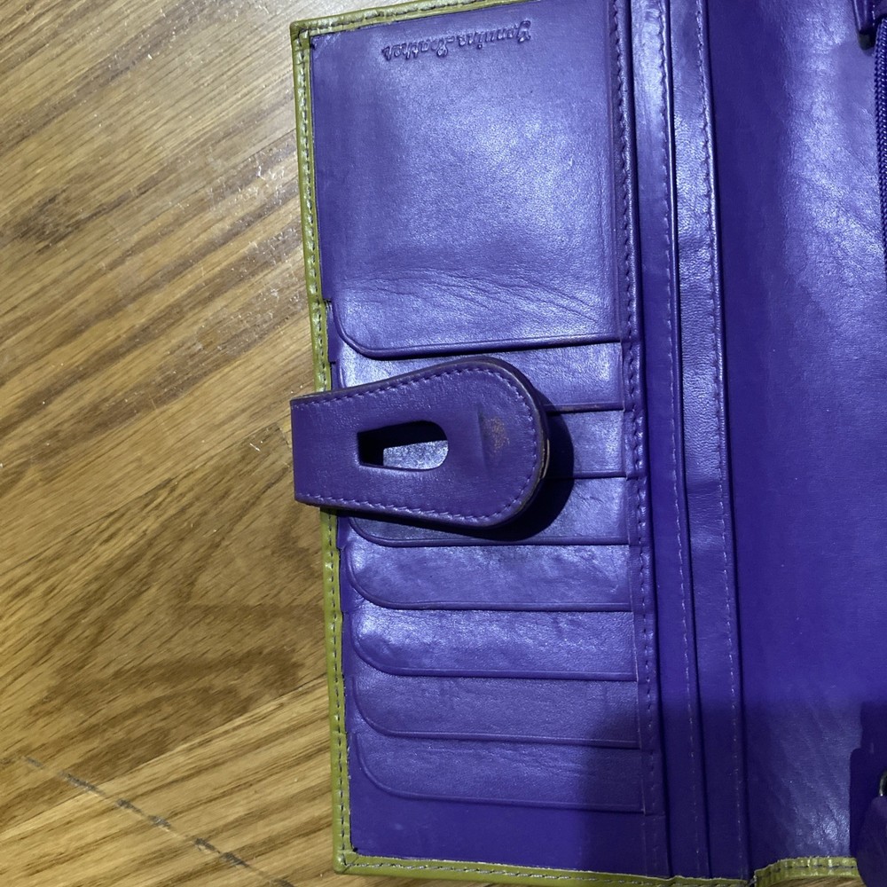 Wallet Leather Green Purple 7x4