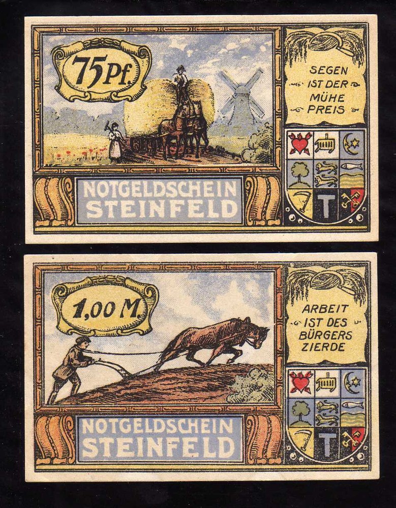 STEINFELD - GERMANY NOTGELD - 75 PFENNIG, 1 MARK