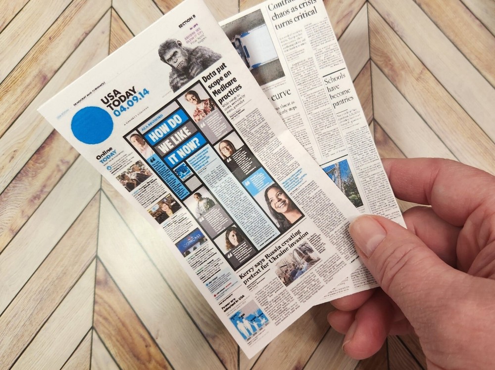 1/6 SCALE Miniature US Newspapers TWO (2)