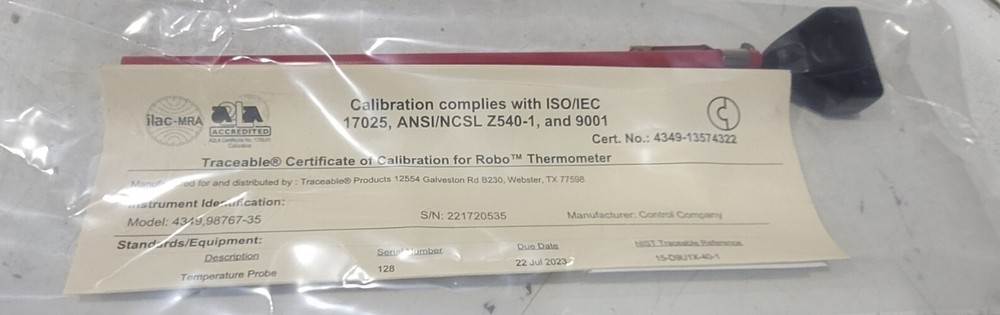 Traceable Robo Thermometer 4349 Calibration 2024