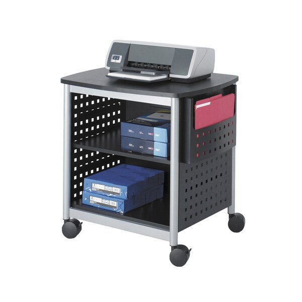 Safco 1856Bl Desk-Side Printer Stand, Black/Silver