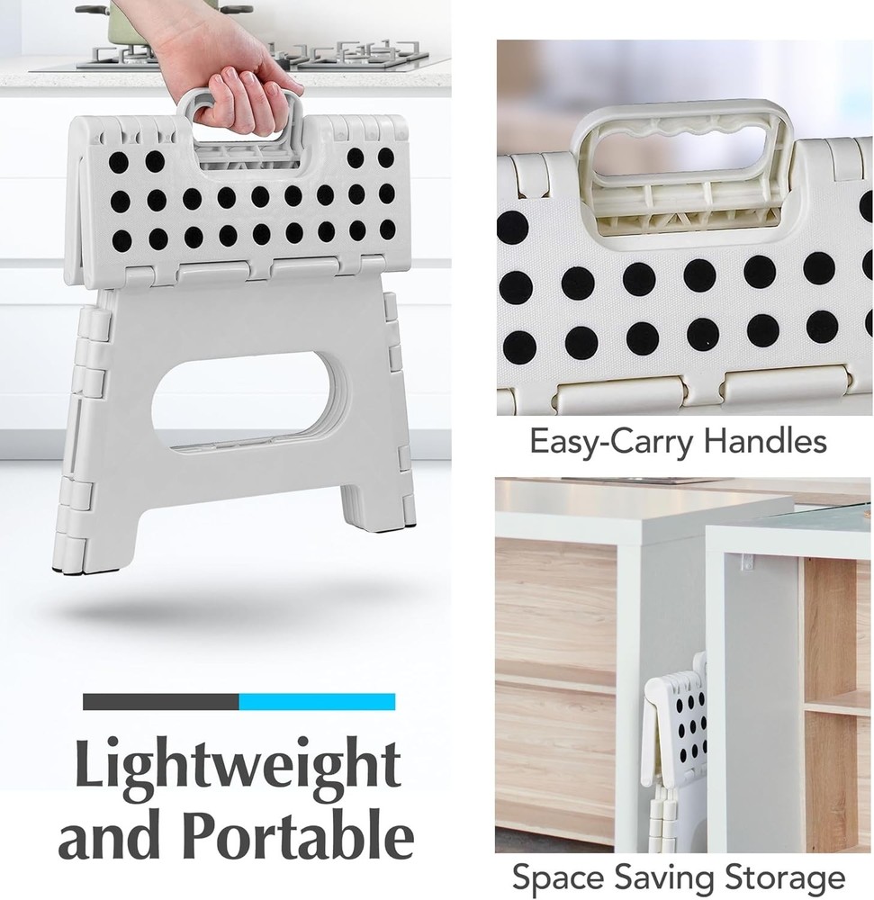 Versatile Lightweight Step Stool - 9-Inch Folding Stool for Kitchen & Bathroom