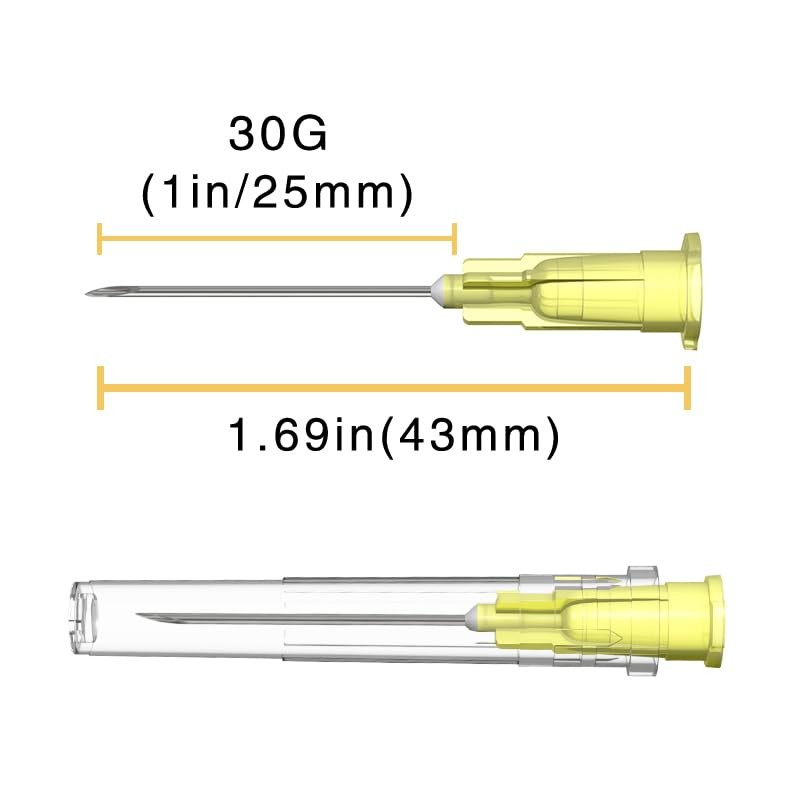 30 Gauge 1 Inch Needle: 100 Pcs Luer Lock Needles - 30G-1 IN 25mm