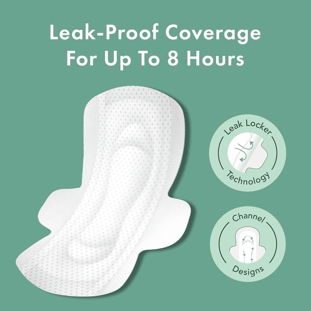 Menstrual Pads with Unique Channel Design, Soft Cotton, Regular Absorbency