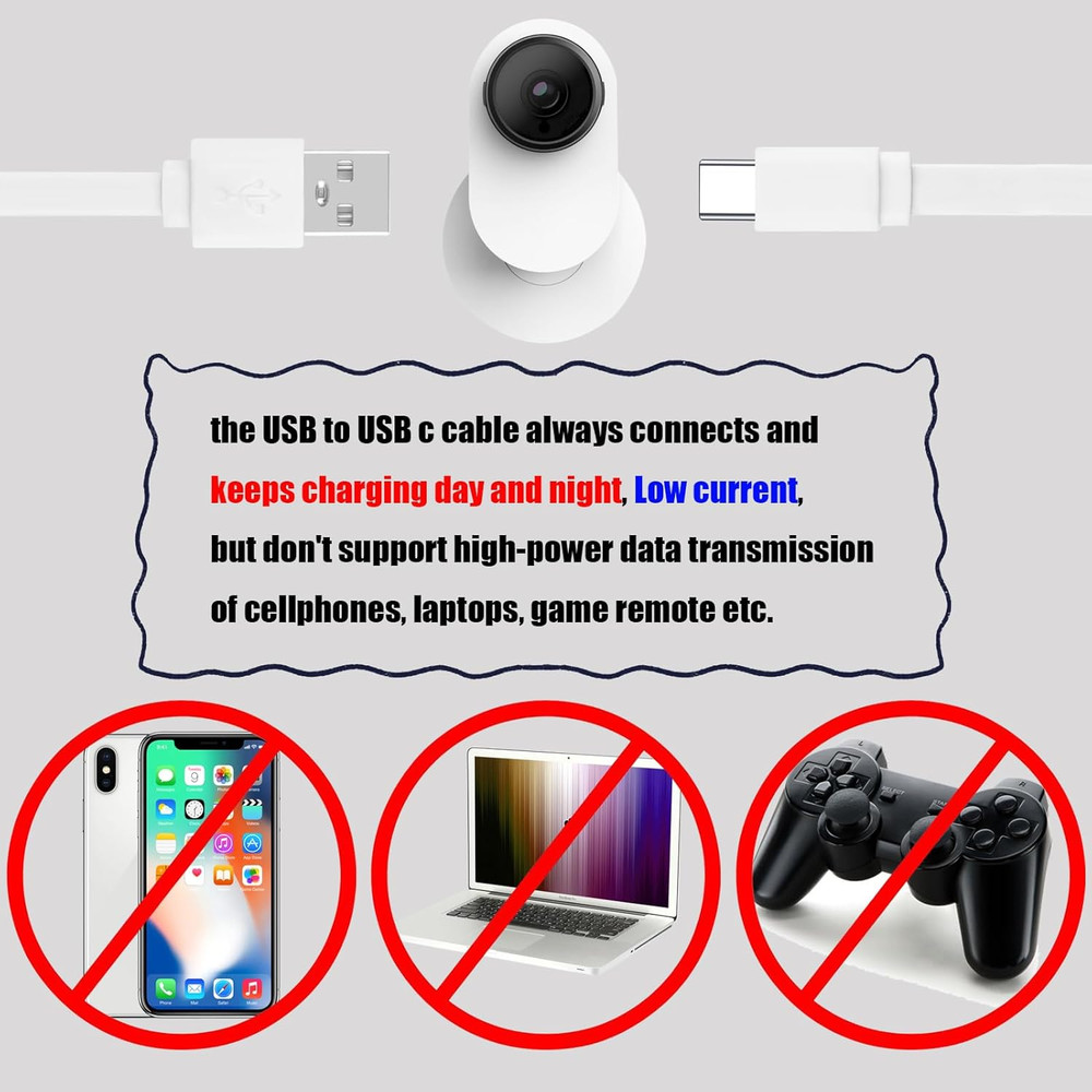 USB to USB C Cable for Security Camera Type C Charging Cord 33FT/10M Flat Long
