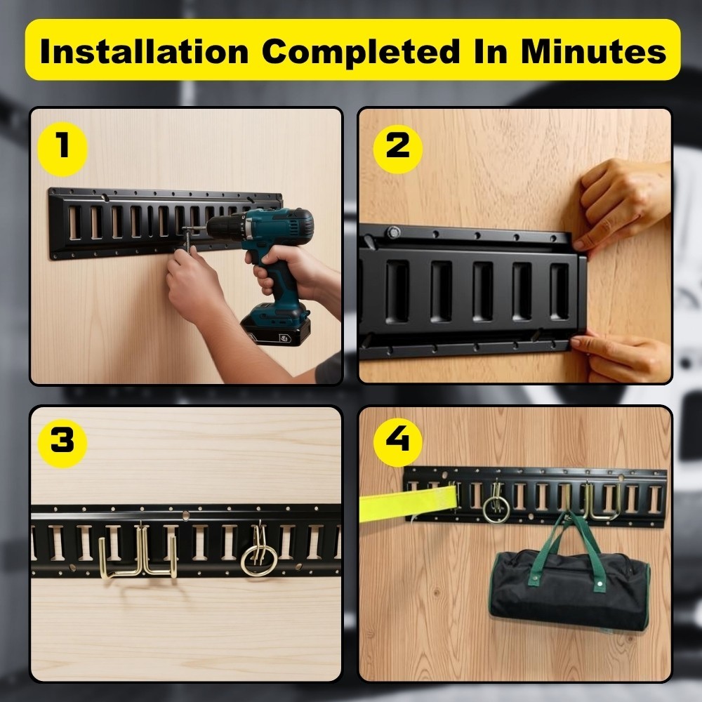 4Pack Black 2' E-Track Cargo Tie Down Rail System For Enclosed Trailer Van Floor